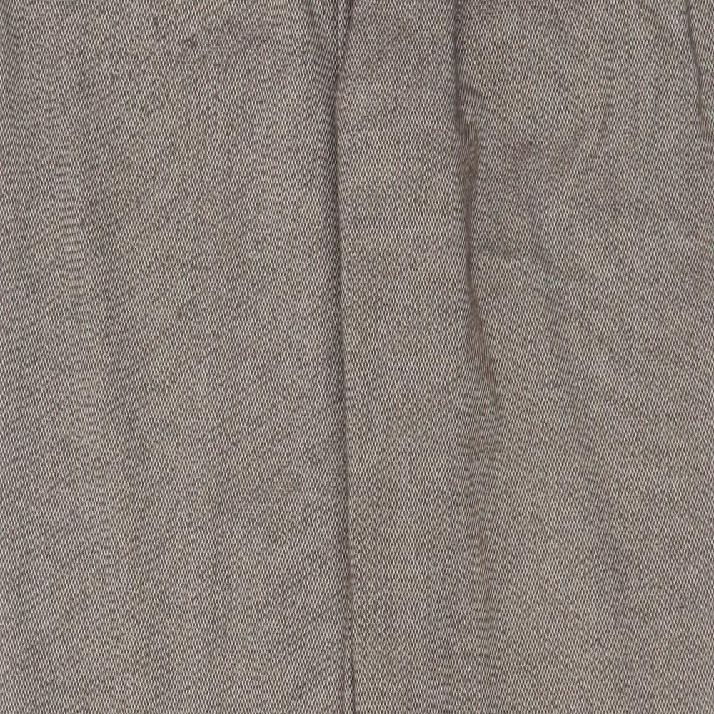 Marks and Spencer Womens Brown Geometric Polyester Trousers  Size 12 L29 in Regular Zip
