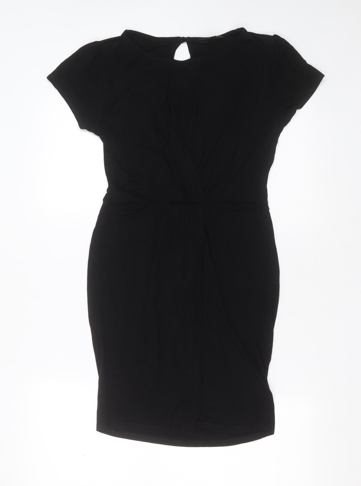 Warehouse Womens Black  Viscose T-Shirt Dress  Size 10  Round Neck