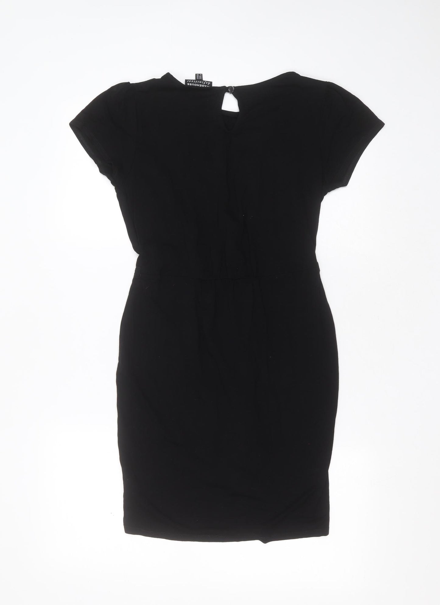 Warehouse Womens Black  Viscose T-Shirt Dress  Size 10  Round Neck