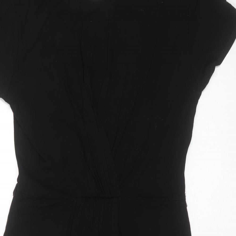 Warehouse Womens Black  Viscose T-Shirt Dress  Size 10  Round Neck