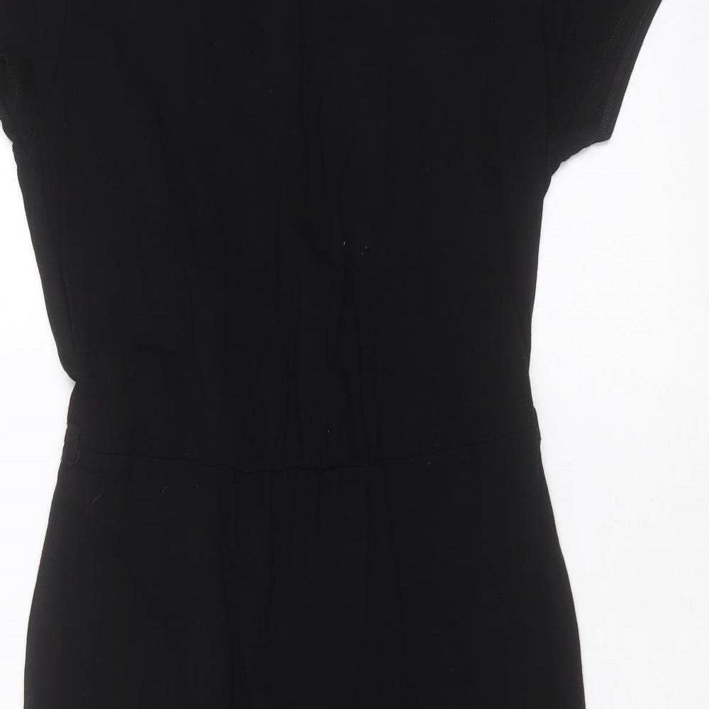 Warehouse Womens Black  Viscose T-Shirt Dress  Size 10  Round Neck