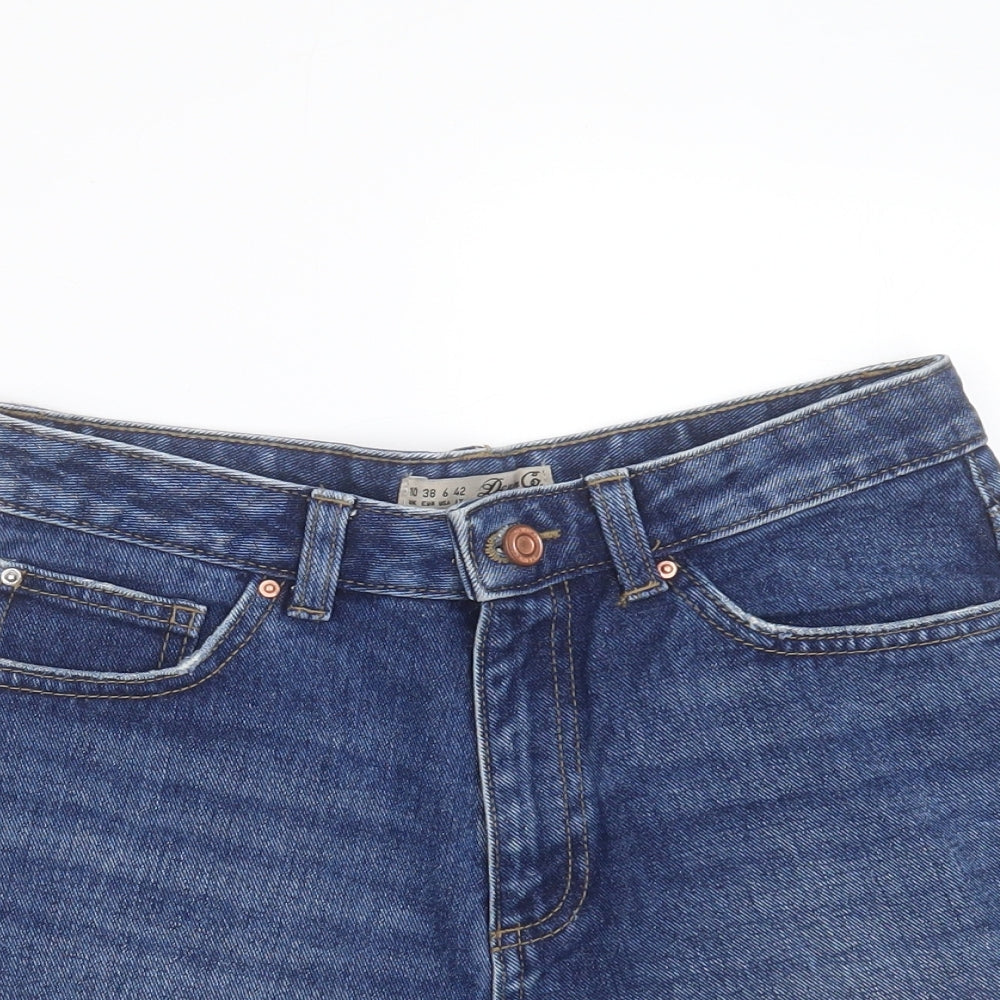 Primark Womens Blue  Cotton Hot Pants Shorts Size 10  Regular Zip - distressed