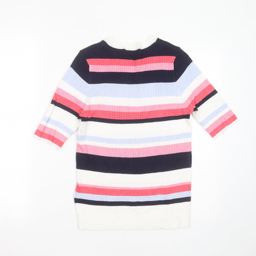 Marks and Spencer Womens Multicoloured Round Neck Striped Viscose Pullover Jumper Size 16