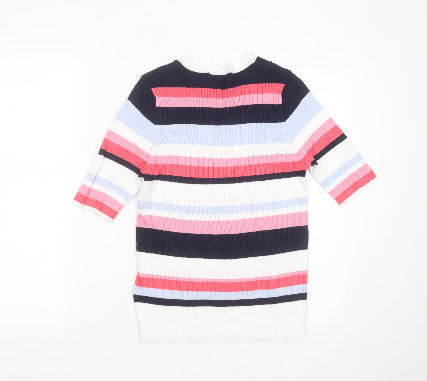 Marks and Spencer Womens Multicoloured Round Neck Striped Viscose Pullover Jumper Size 16