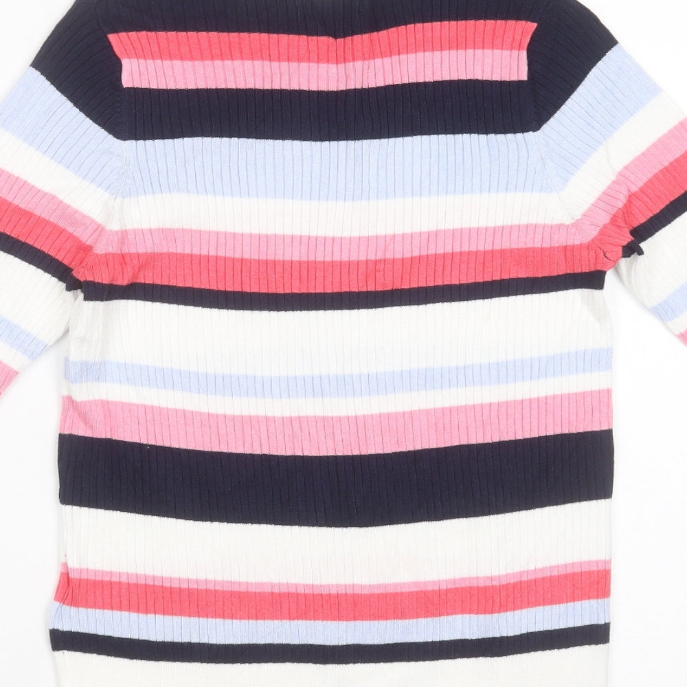 Marks and Spencer Womens Multicoloured Round Neck Striped Viscose Pullover Jumper Size 16
