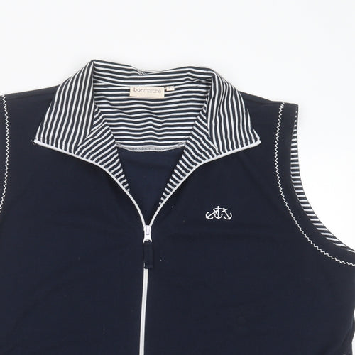 Bonmarché Womens Blue High Neck  Polyester Cardigan Jumper Size L