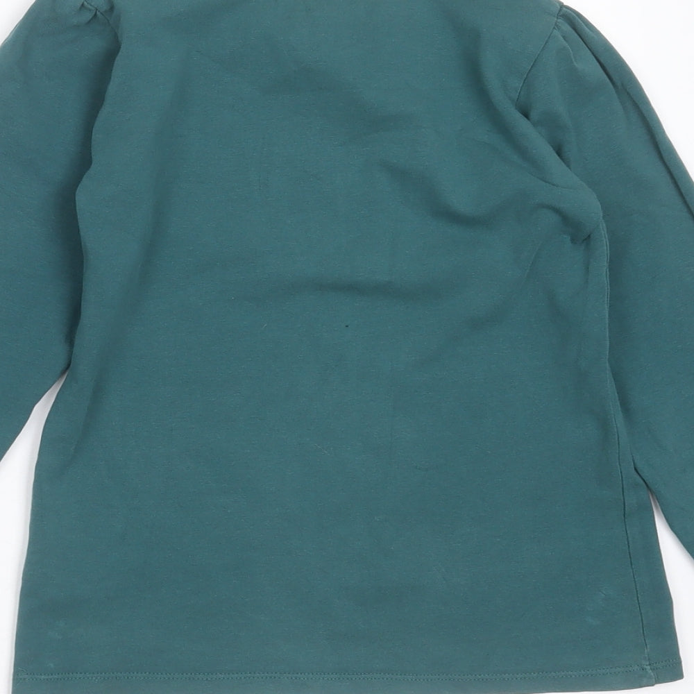 Vertbaudet Girls Green  Cotton Basic T-Shirt Size 10 Years Round Neck