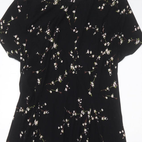 Bluevanilla Womens Black Floral Polyester Skater Dress  Size 16  Round Neck
