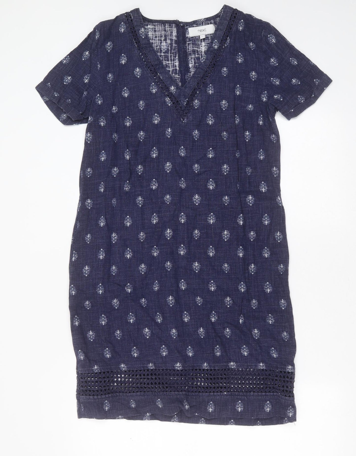 NEXT Womens Blue  Linen Shift  Size 8  V-Neck
