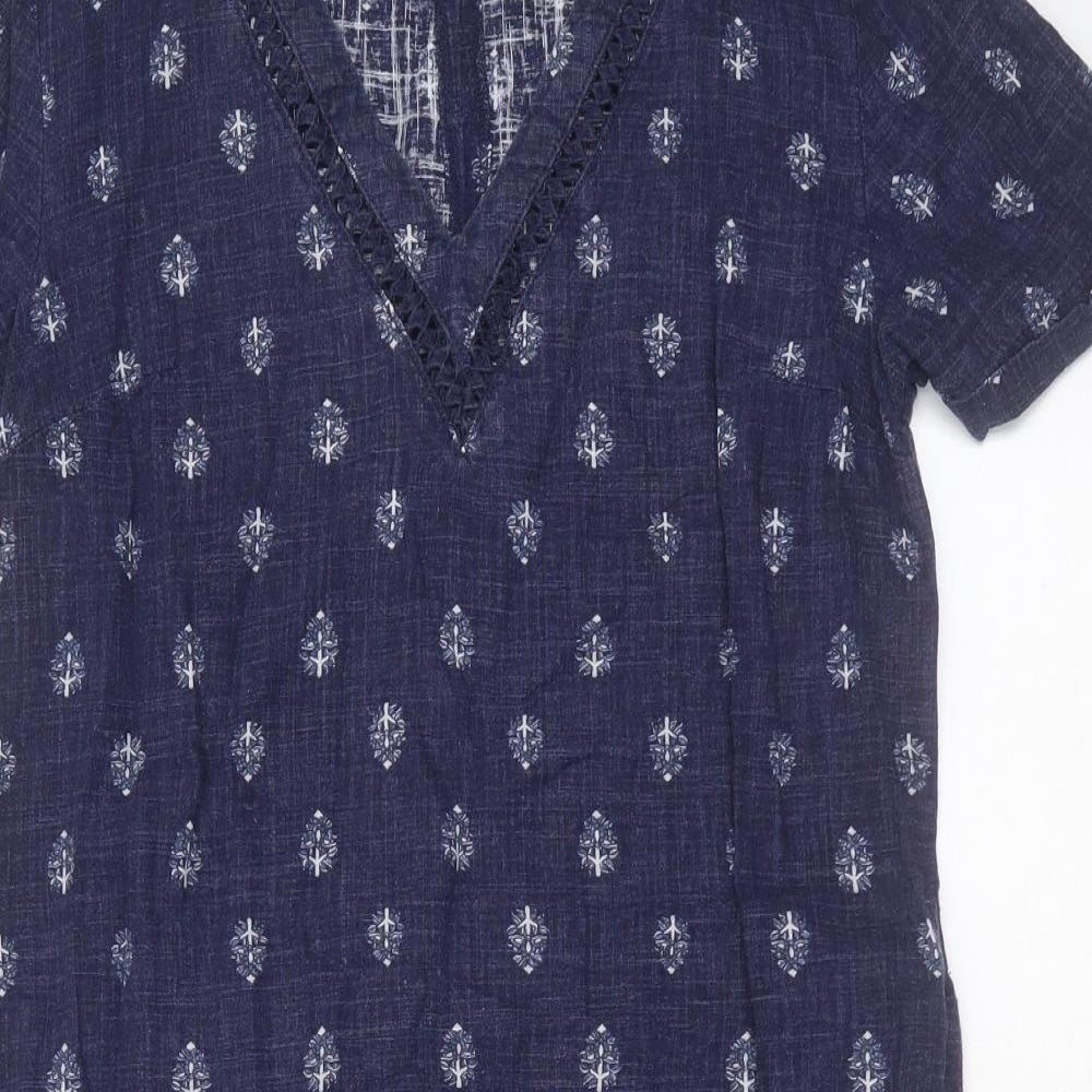 NEXT Womens Blue  Linen Shift  Size 8  V-Neck