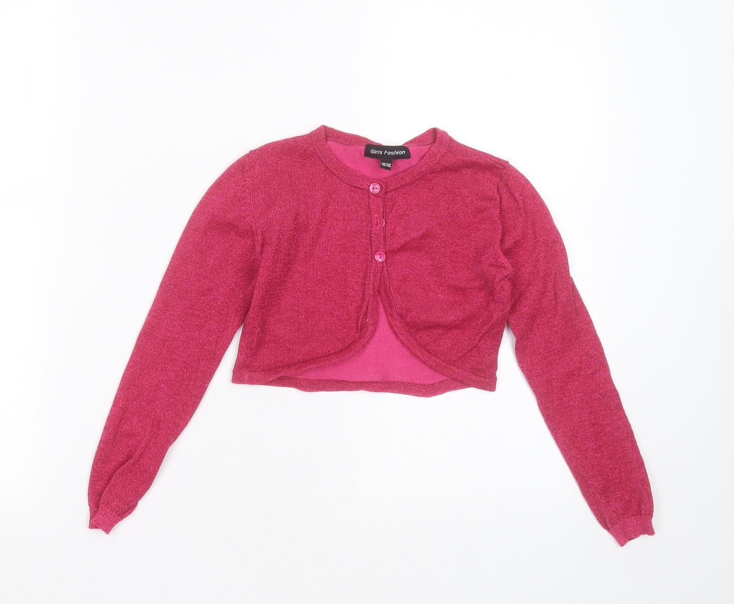 girls fashion Girls Purple Round Neck  Polyester Blend Shrug Jumper Size 5-6 Years  Button