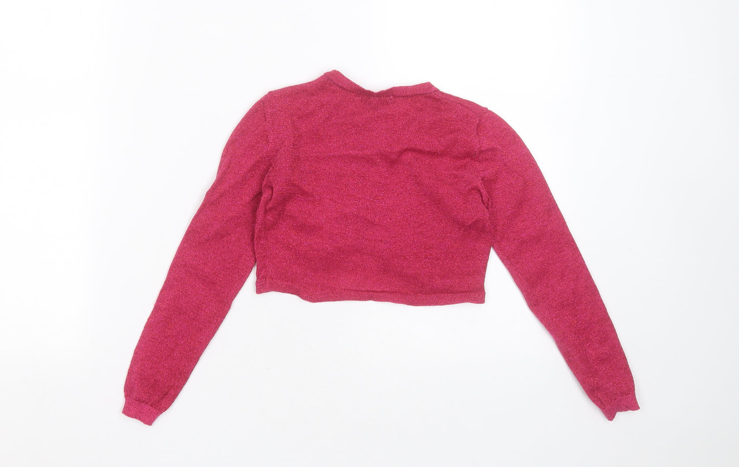 girls fashion Girls Purple Round Neck  Polyester Blend Shrug Jumper Size 5-6 Years  Button