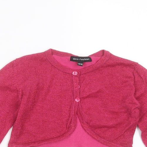 girls fashion Girls Purple Round Neck  Polyester Blend Shrug Jumper Size 5-6 Years  Button