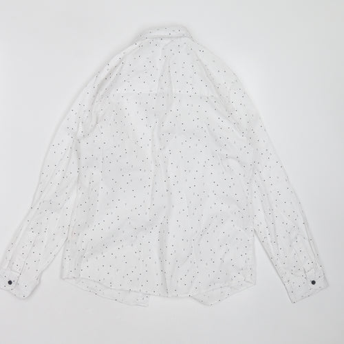 Primark Boys White Geometric Cotton Basic Button-Up Size 10-11 Years Collared Button
