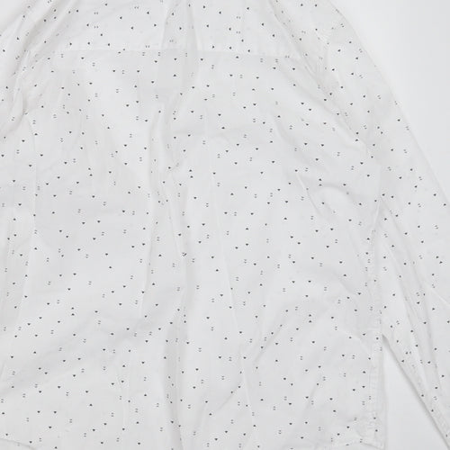 Primark Boys White Geometric Cotton Basic Button-Up Size 10-11 Years Collared Button