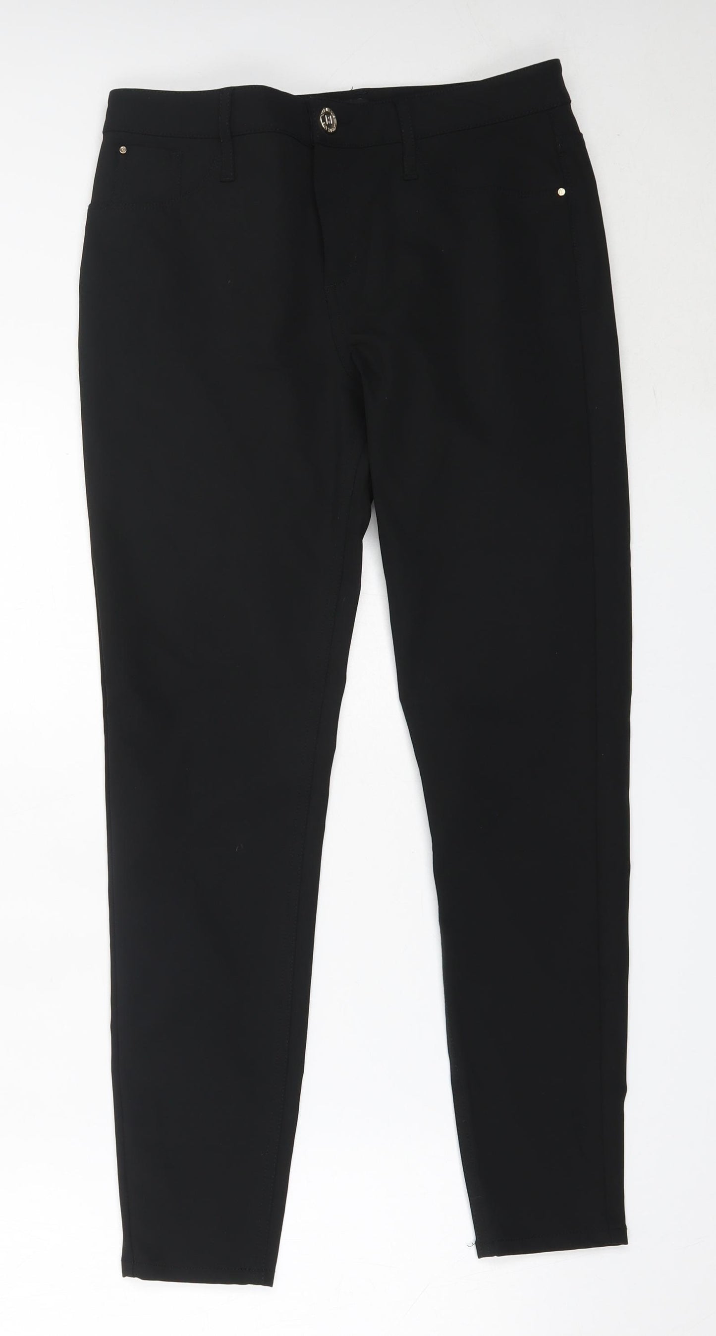 River Island Womens Black  Nylon Capri Trousers Size 10 L27 in Regular