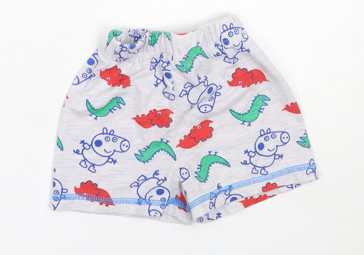Nutmeg Boys Grey Solid Polyester Capri Sleep Shorts Size 12-18 Months - peppa pig