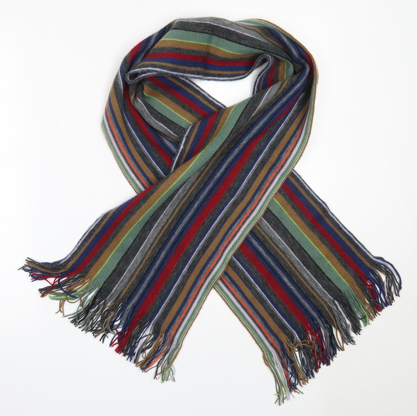 Preworn Mens Multicoloured Striped Acrylic Scarf  One Size