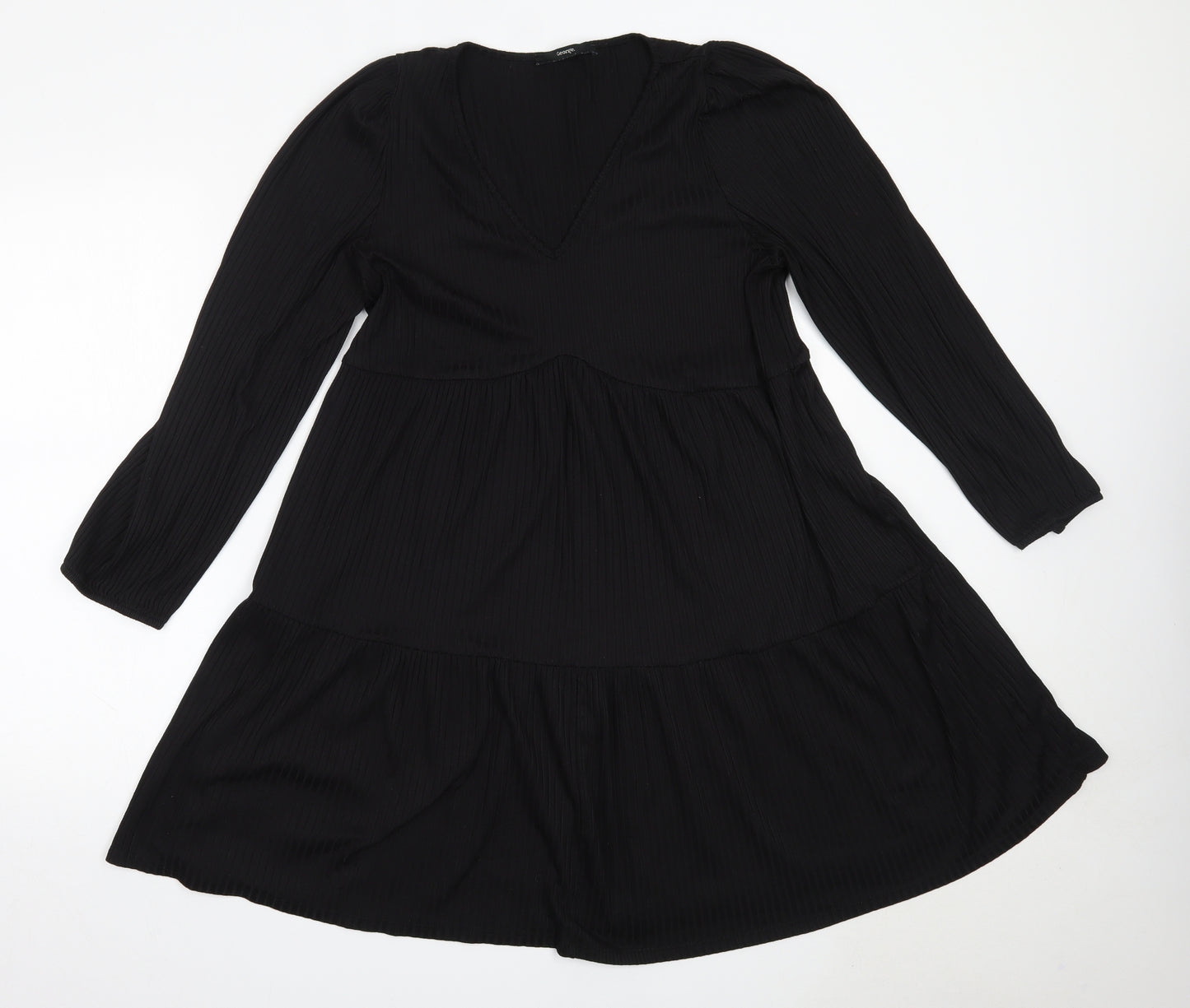 George Womens Black  Polyester Fit & Flare  Size 16  V-Neck