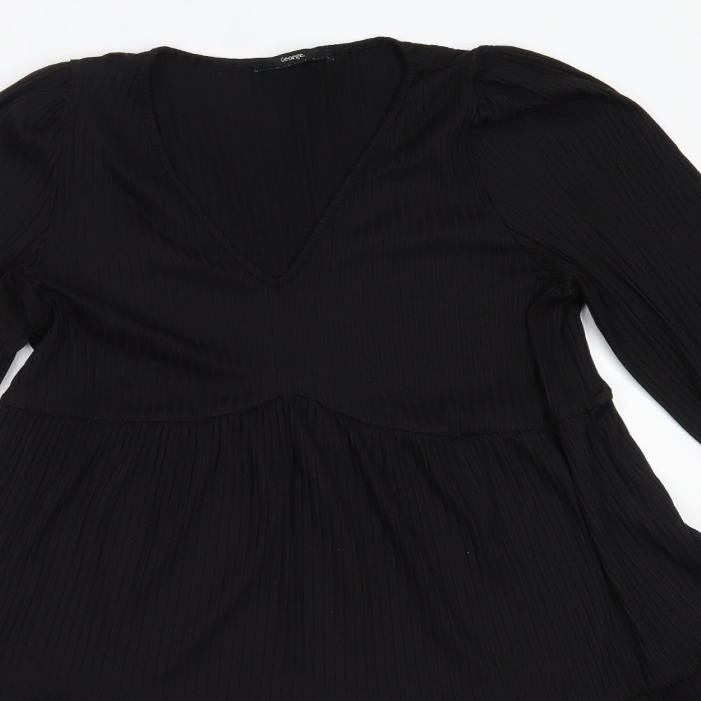 George Womens Black  Polyester Fit & Flare  Size 16  V-Neck