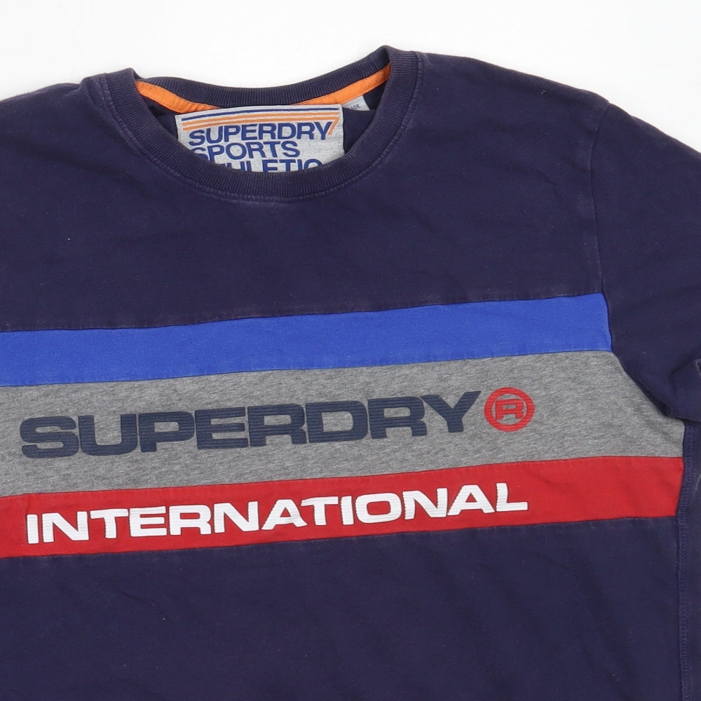 Superdry Mens Blue  Cotton  T-Shirt Size L Round Neck
