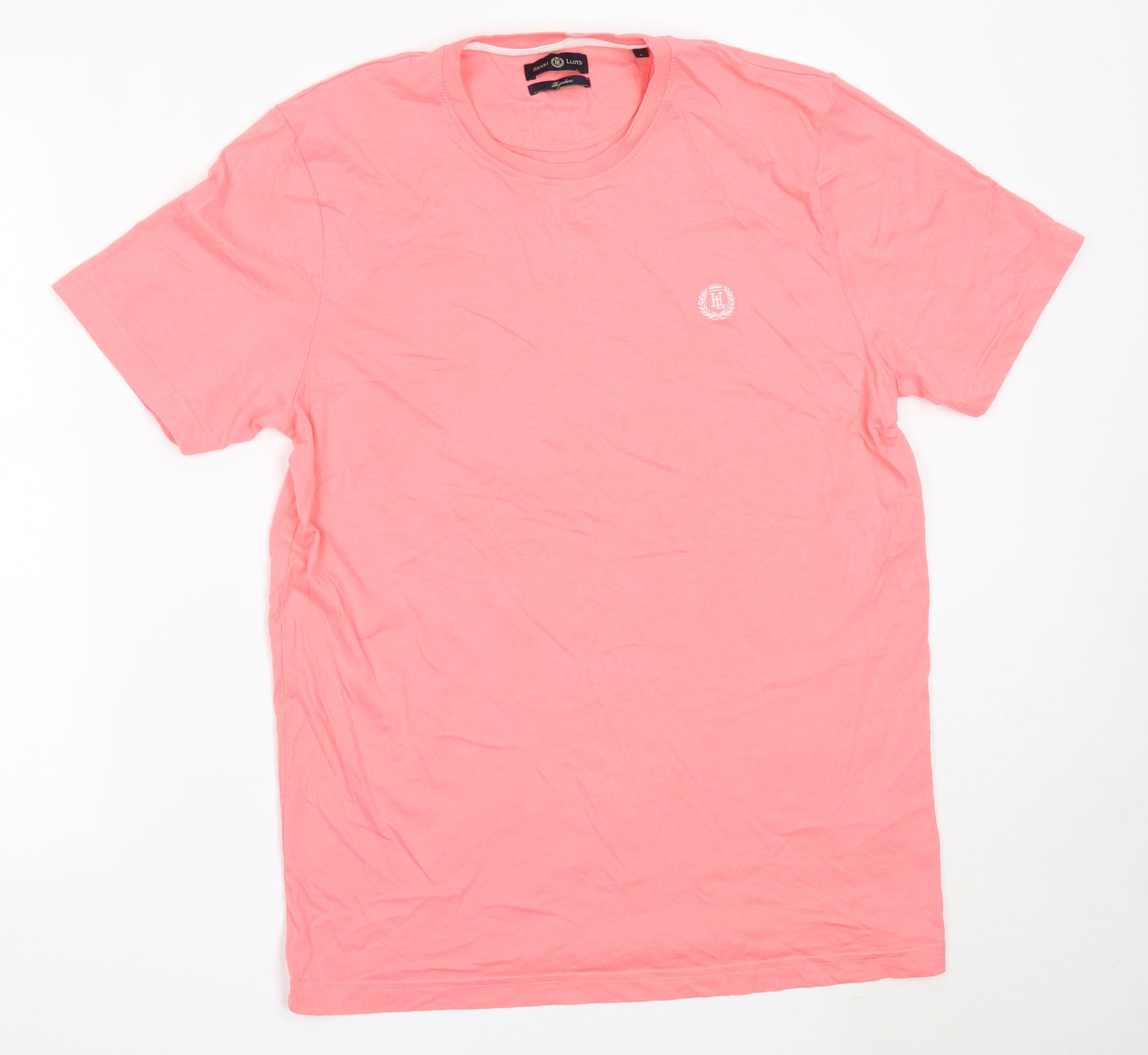 Henri Lloyd Mens Pink  Cotton  T-Shirt Size L Round Neck