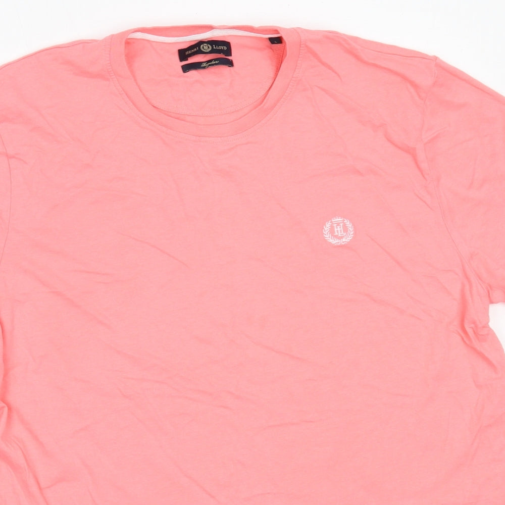 Henri Lloyd Mens Pink  Cotton  T-Shirt Size L Round Neck