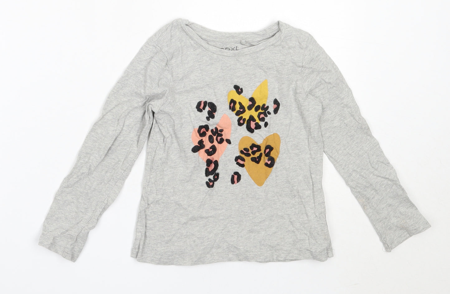 NEXT Girls Grey  Cotton Basic T-Shirt Size 5 Years Round Neck