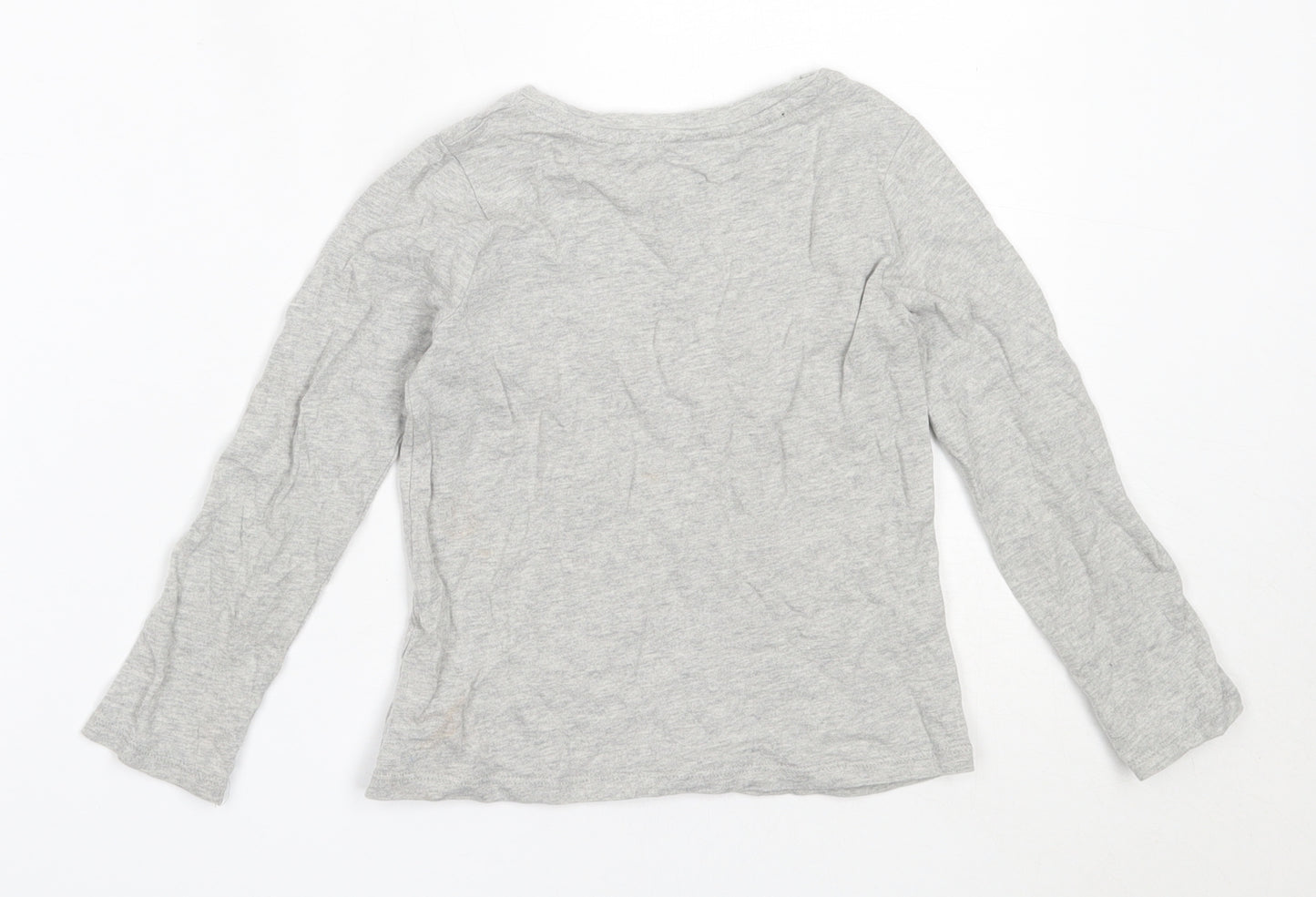 NEXT Girls Grey  Cotton Basic T-Shirt Size 5 Years Round Neck
