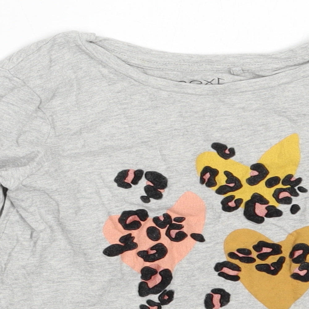 NEXT Girls Grey  Cotton Basic T-Shirt Size 5 Years Round Neck