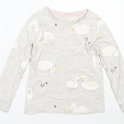 F&F Girls Grey Solid Cotton Top Pyjama Top Size 5-6 Years