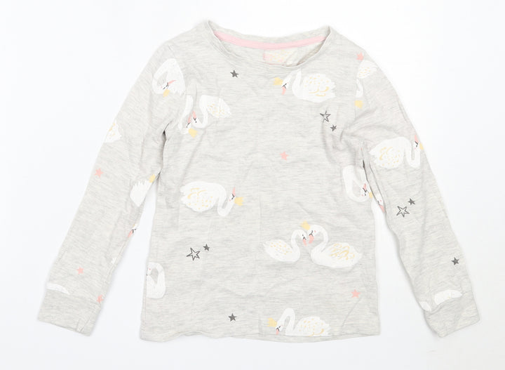 F&F Girls Grey Solid Cotton Top Pyjama Top Size 5-6 Years
