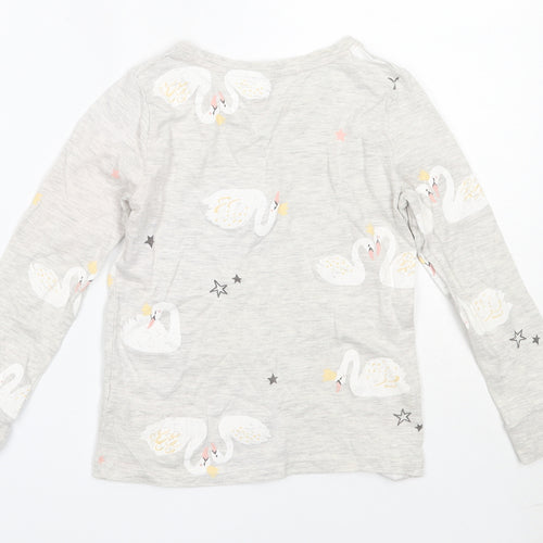 F&F Girls Grey Solid Cotton Top Pyjama Top Size 5-6 Years