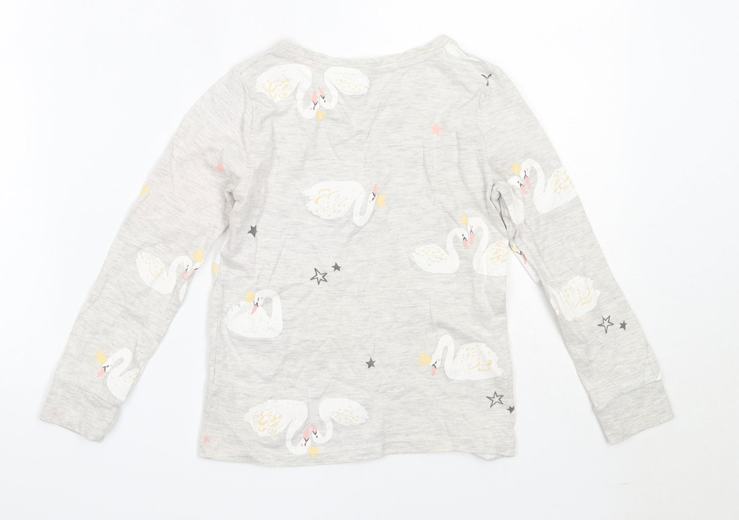 F&F Girls Grey Solid Cotton Top Pyjama Top Size 5-6 Years