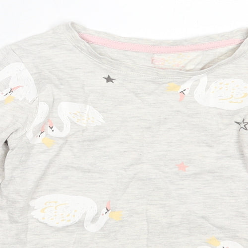 F&F Girls Grey Solid Cotton Top Pyjama Top Size 5-6 Years