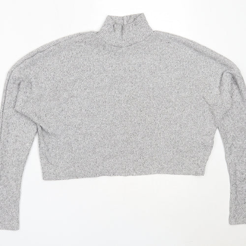 Topshop Womens Grey High Neck  Viscose Pullover Jumper Size 6