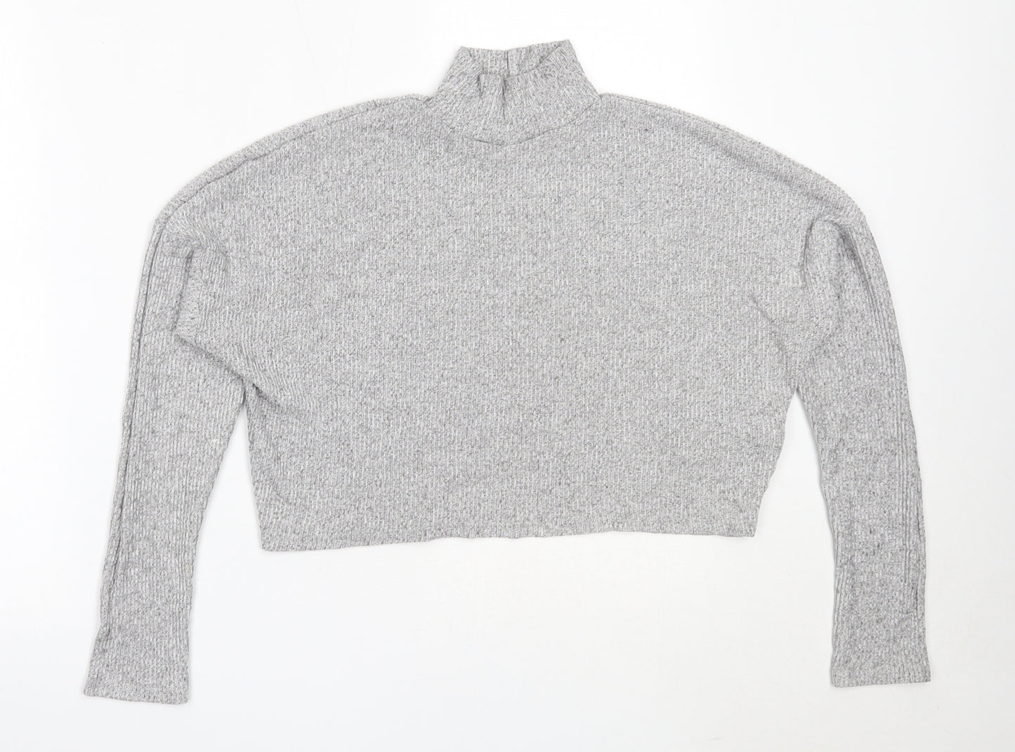 Topshop Womens Grey High Neck  Viscose Pullover Jumper Size 6