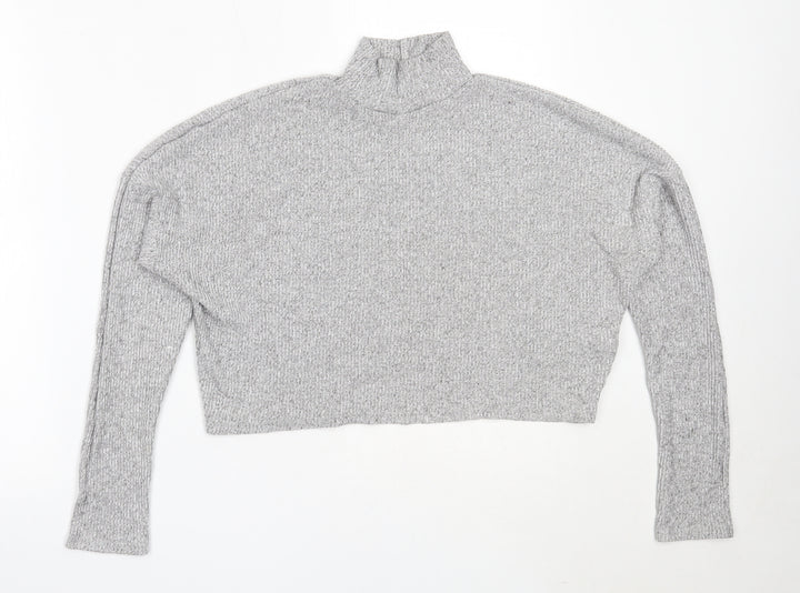 Topshop Womens Grey High Neck  Viscose Pullover Jumper Size 6