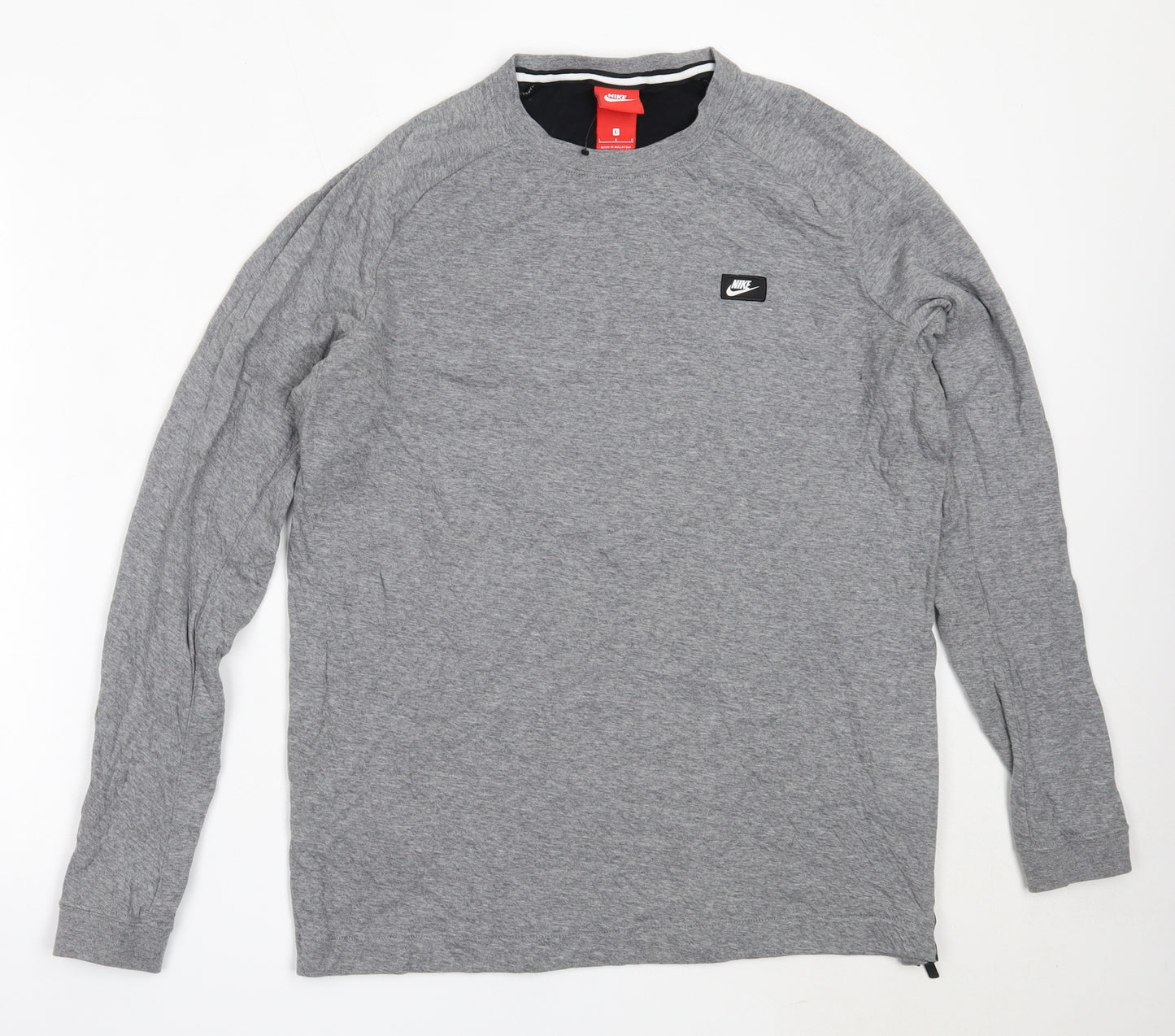 Nike Mens Grey  Cotton Pullover Sweatshirt Size L