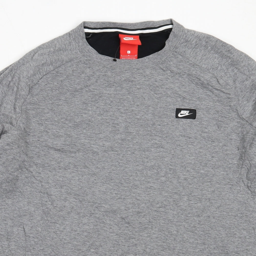 Nike Mens Grey  Cotton Pullover Sweatshirt Size L