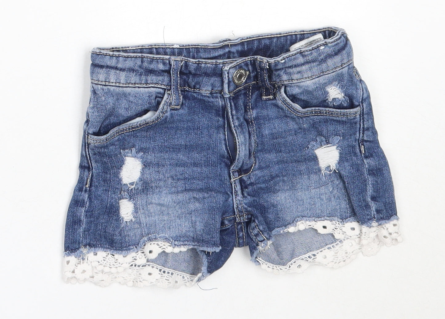H&M Girls Blue  Cotton Hot Pants Shorts Size 5-6 Years  Regular