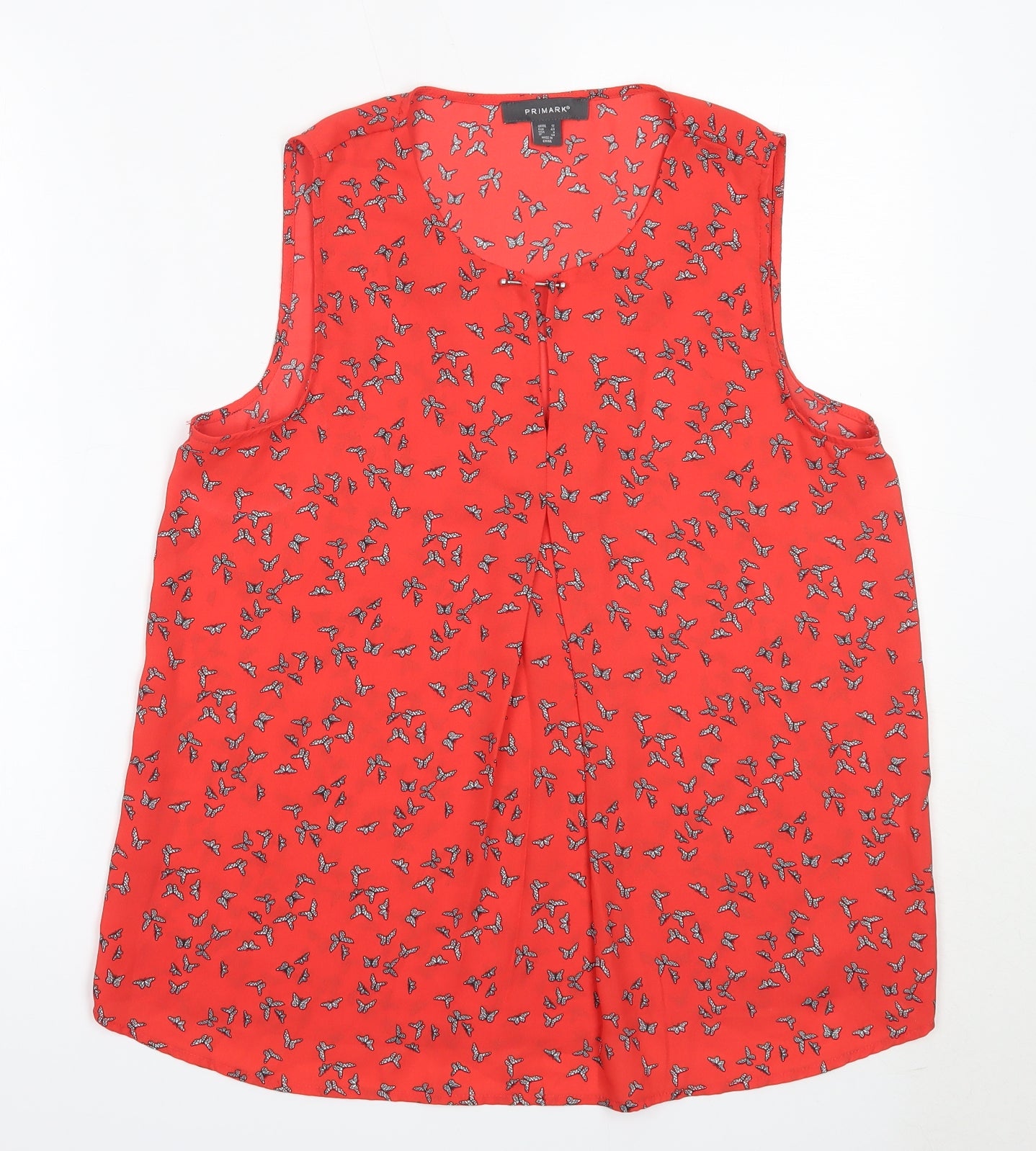 Primark Womens Red  Polyester Basic Blouse Size 12 Round Neck