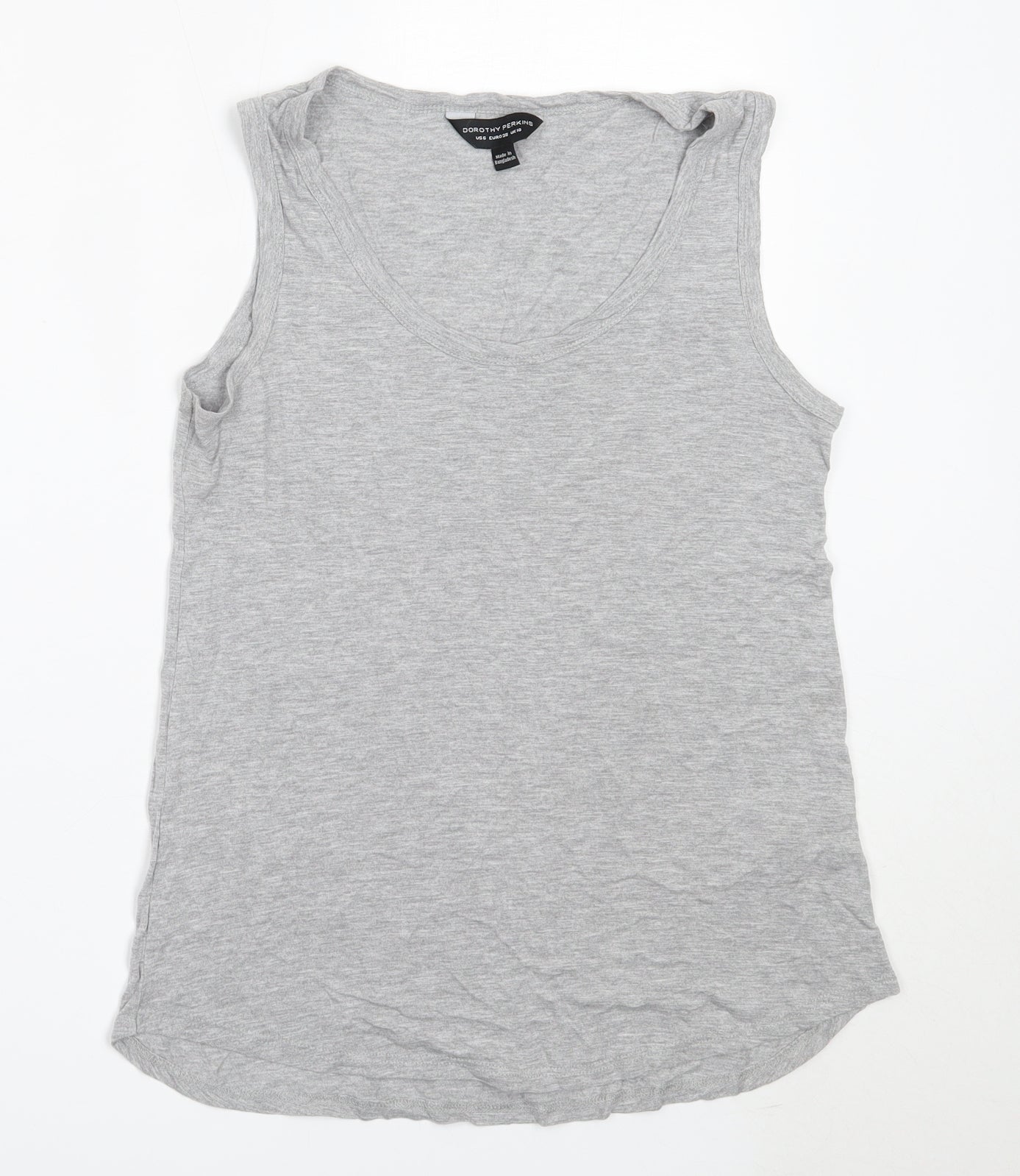 Dorothy Perkins Womens Grey  Viscose Basic Tank Size 10 Round Neck