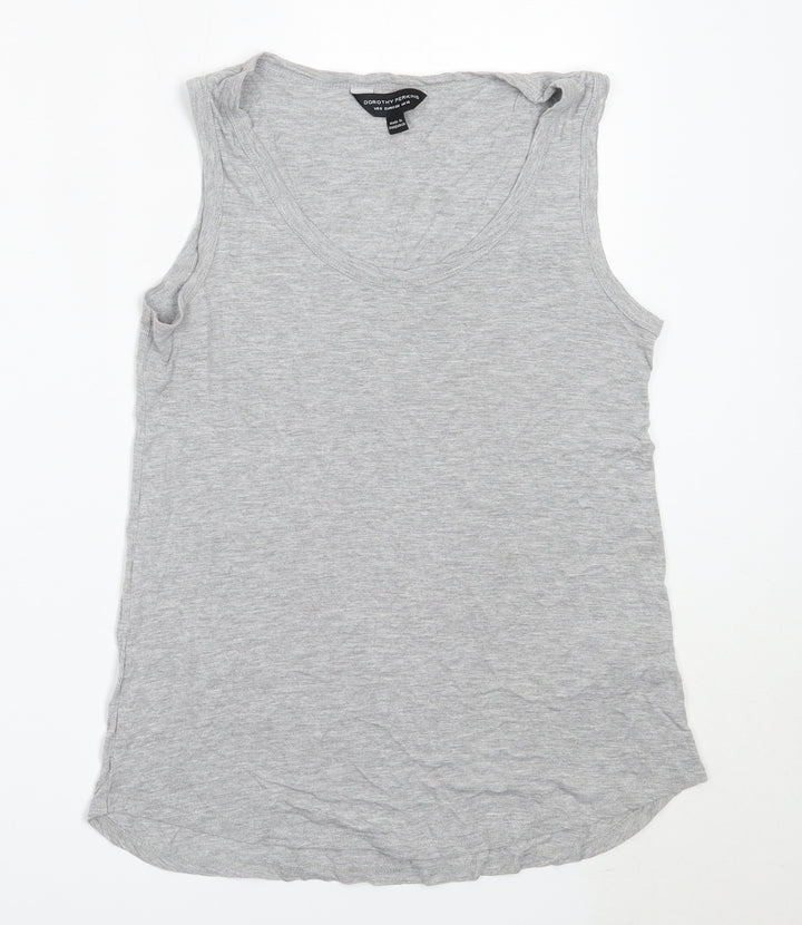 Dorothy Perkins Womens Grey  Viscose Basic Tank Size 10 Round Neck
