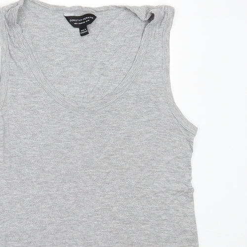 Dorothy Perkins Womens Grey  Viscose Basic Tank Size 10 Round Neck