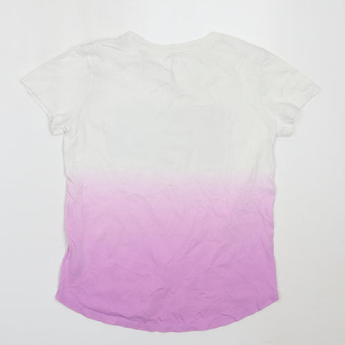 Gap Girls White  Cotton Basic T-Shirt Size L Round Neck