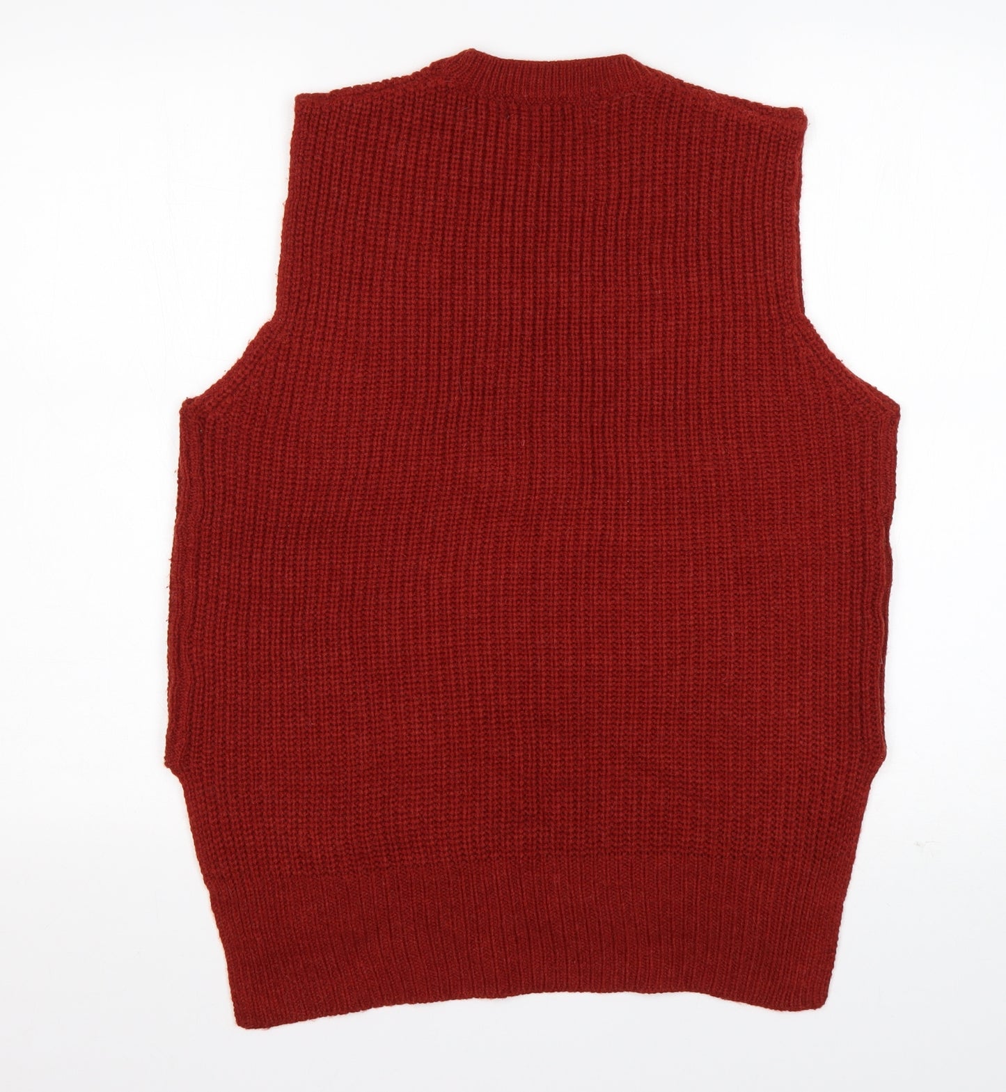 M&S Womens Brown Round Neck  Acrylic Vest Jumper Size 14