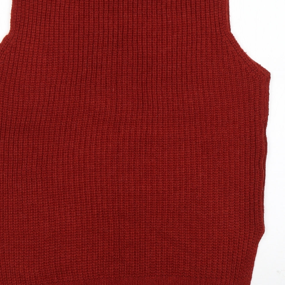 M&S Womens Brown Round Neck  Acrylic Vest Jumper Size 14