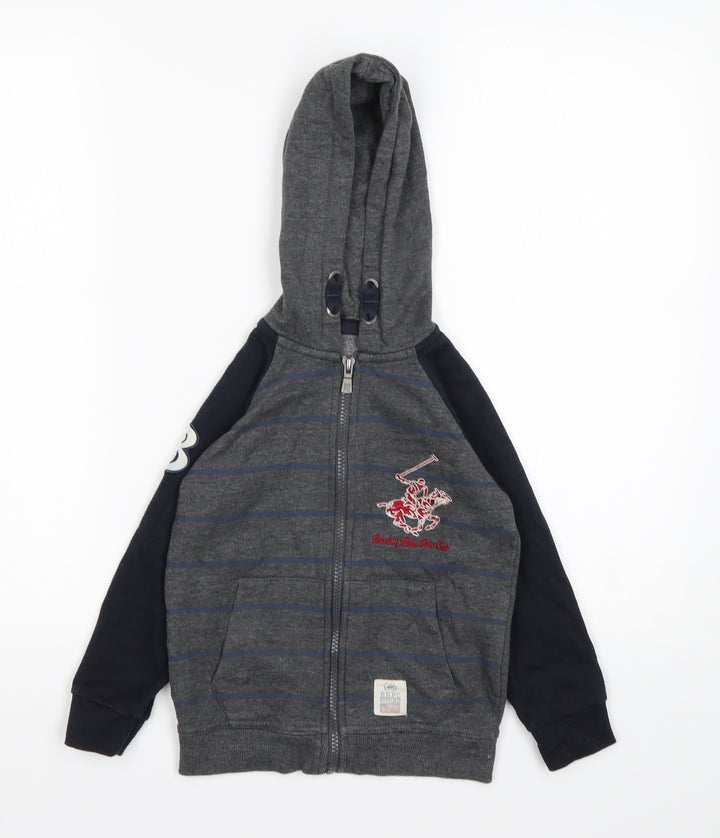 Beverly Hills Polo Club Boys Multicoloured Striped Cotton Full Zip Hoodie Size 5-6 Years