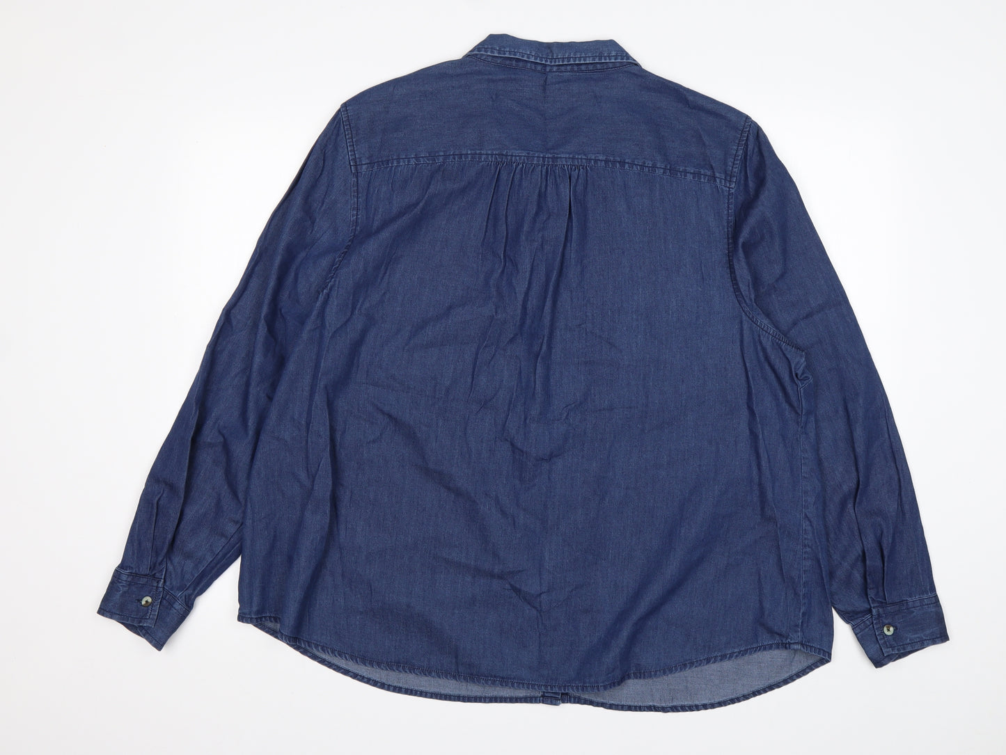 George Womens Blue  Cotton Basic Button-Up Size 22 Collared